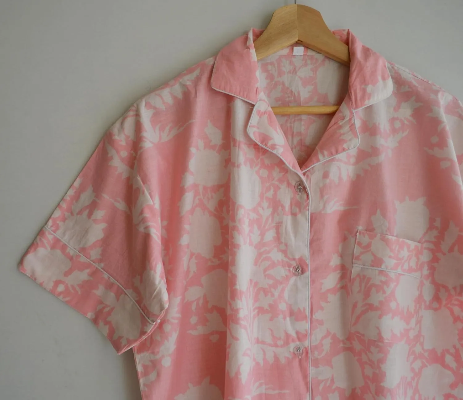 100% Pure Organic Cotton Summer Pajamas Set Light Weight Cotton Women's Beautiful Night Dress For Beach Wear Top