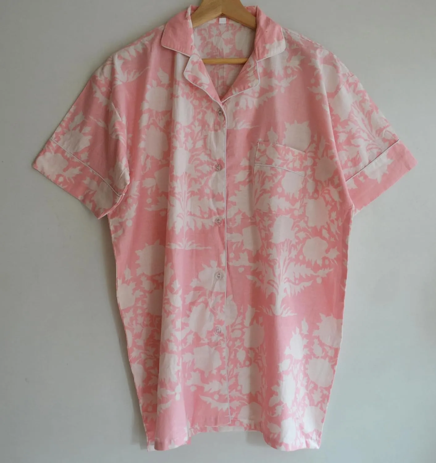 100% Pure Organic Cotton Summer Pajamas Set Light Weight Cotton Women's Beautiful Night Dress For Beach Wear Top