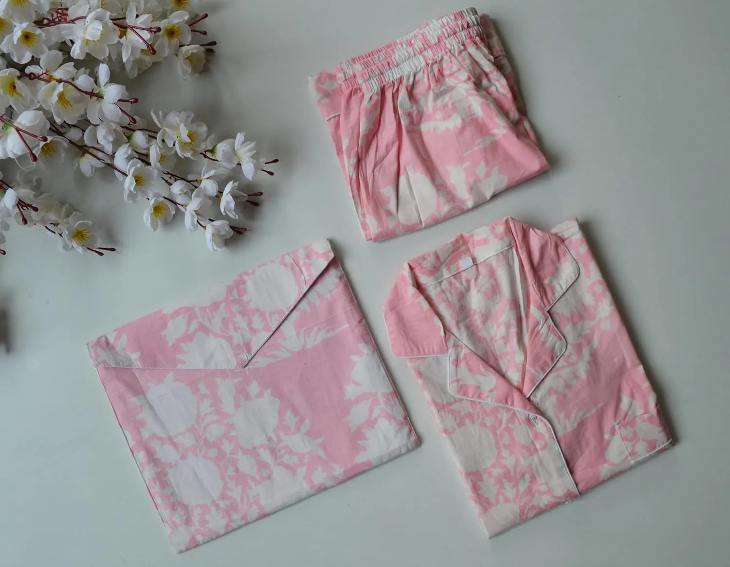 100% Pure Organic Cotton Summer Pajamas Set Light Weight Cotton Women's Beautiful Night Dress For Beach Wear Top