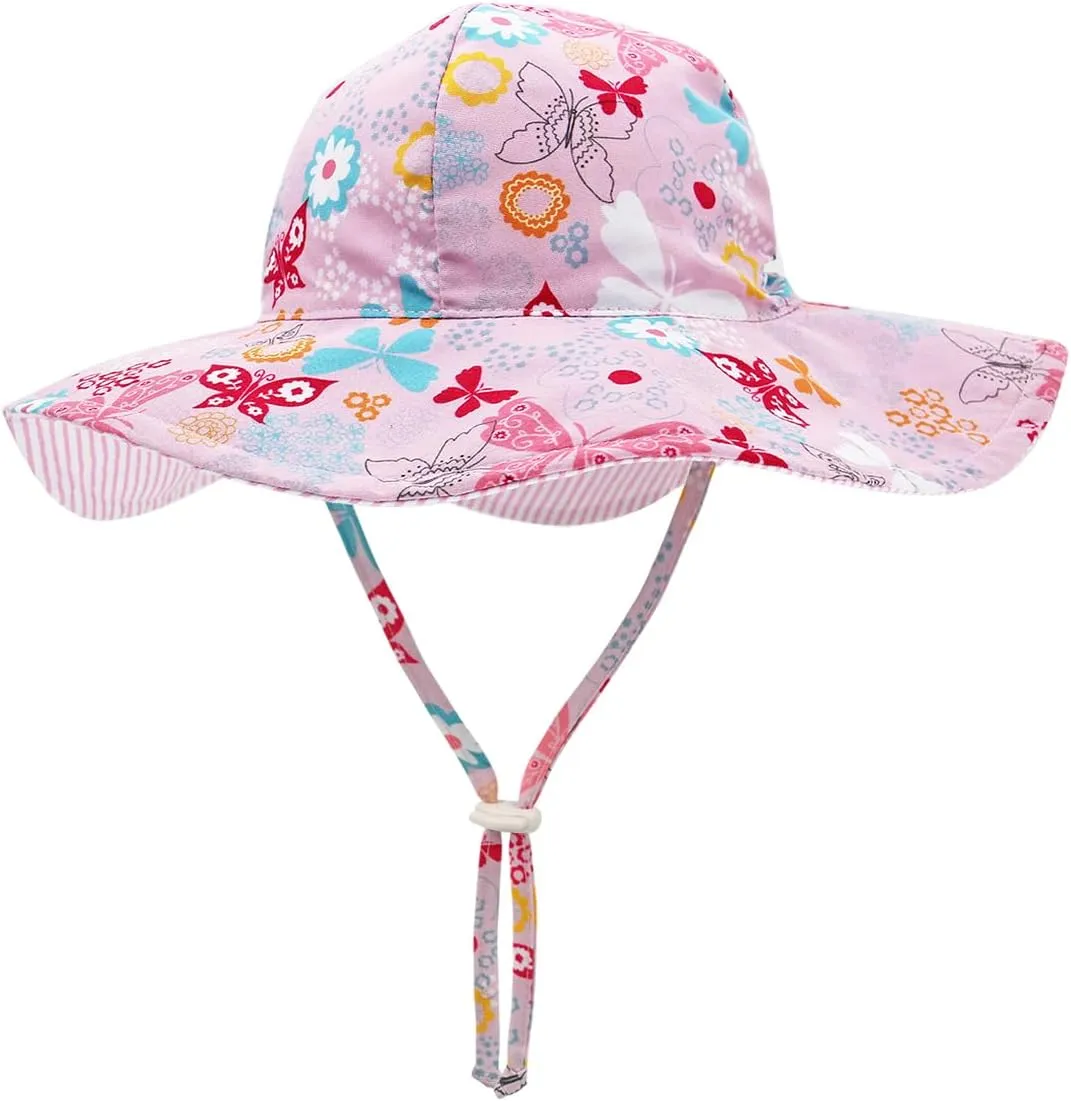 2 Pack Baby Sun Hat for Boys and Girls,Toddler Kids Summer Wide Brim Hats for Outdoor Outdoor Anti-UV