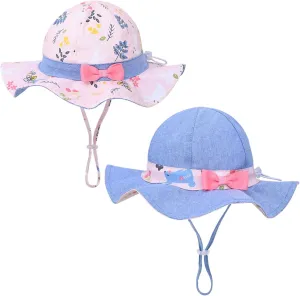 2 Pack Baby Sun Hat for Boys and Girls,Toddler Kids Summer Wide Brim Hats for Outdoor Outdoor Anti-UV
