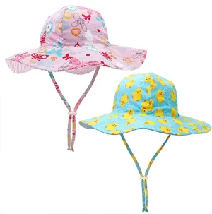 2 Pack Baby Sun Hat for Boys and Girls,Toddler Kids Summer Wide Brim Hats for Outdoor Outdoor Anti-UV