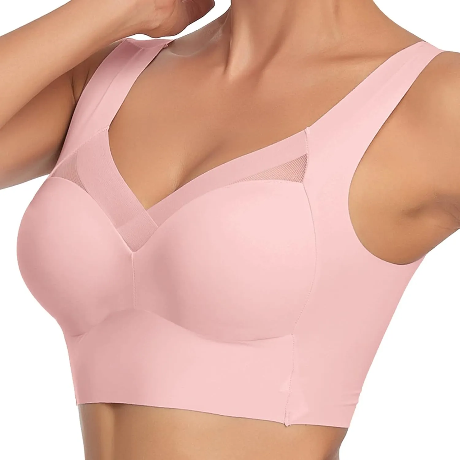 2025 Bra - Seamless Sexy Push Up Wireless Bra,Posture Correcting Bra for Seniors,Plus Size Ice Silk Gathering Bra