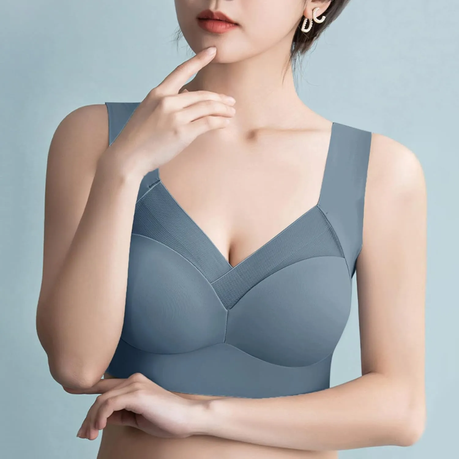 2025 Bra - Seamless Sexy Push Up Wireless Bra,Posture Correcting Bra for Seniors,Plus Size Ice Silk Gathering Bra