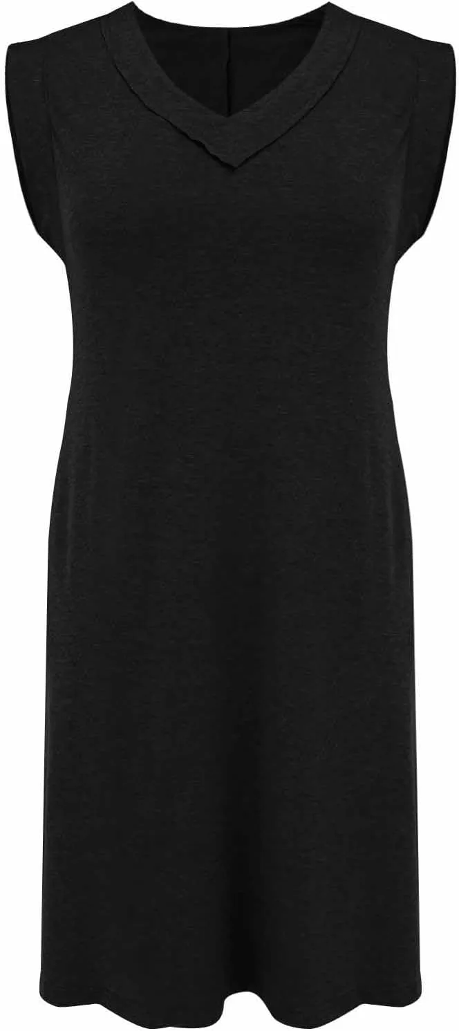 2025 Women Summer V-Neck Casual Loose Sleeveless Casual Loose Split Wrinkle-Free Short Mini Dress with Pockets