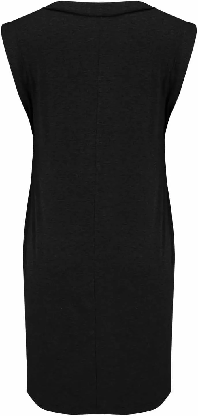 2025 Women Summer V-Neck Casual Loose Sleeveless Casual Loose Split Wrinkle-Free Short Mini Dress with Pockets