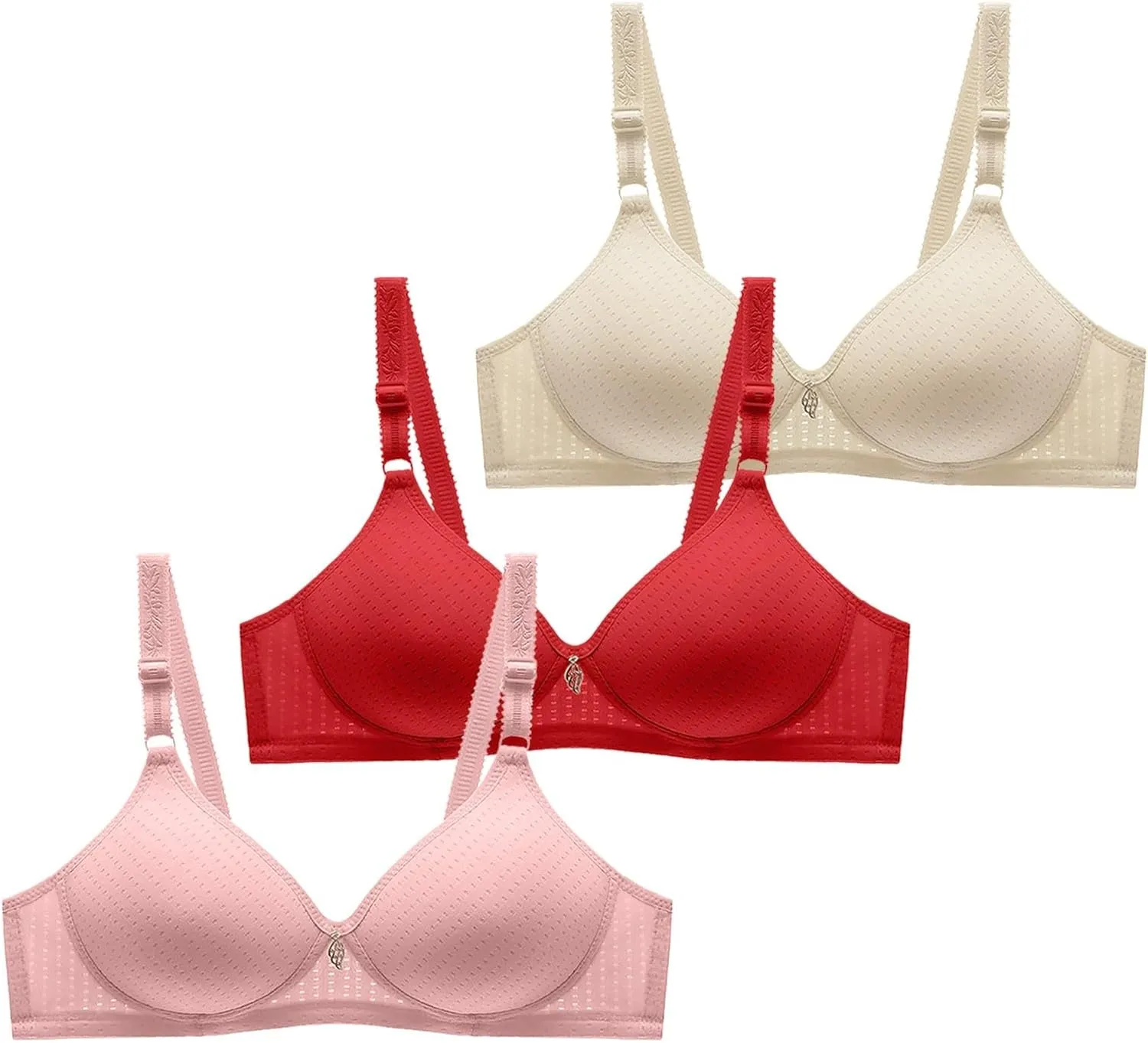 3 Pack Wireless Bras for Women No Underwire Plus Size Bras Comfortable Push Up Bralette Soft Full Coverage Everyday Bras