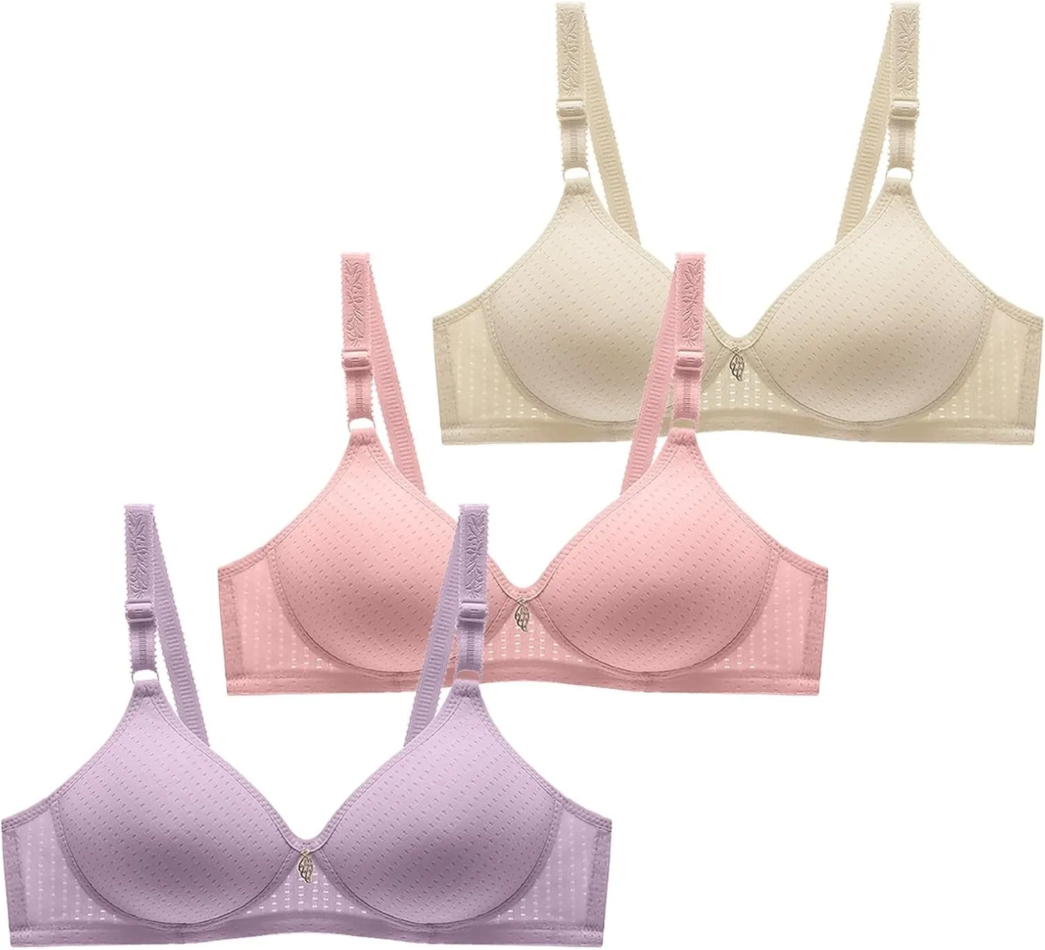 3 Pack Wireless Bras for Women No Underwire Plus Size Bras Comfortable Push Up Bralette Soft Full Coverage Everyday Bras