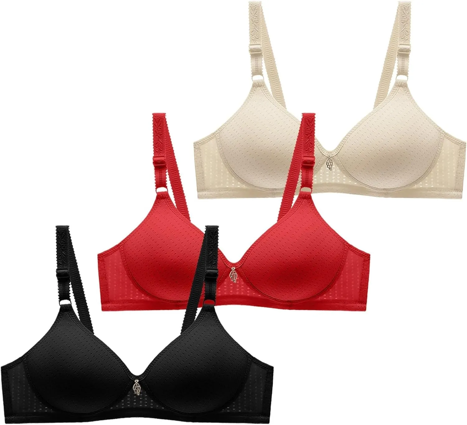 3 Pack Wireless Bras for Women No Underwire Plus Size Bras Comfortable Push Up Bralette Soft Full Coverage Everyday Bras