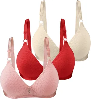 3 Pack Wireless Bras for Women No Underwire Plus Size Bras Comfortable Push Up Bralette Soft Full Coverage Everyday Bras
