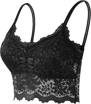 Adjustable Longline Sports Bra for Women - V Back Wireless Workout Padded Yoga Bra Cropped Tank Tops Camisole