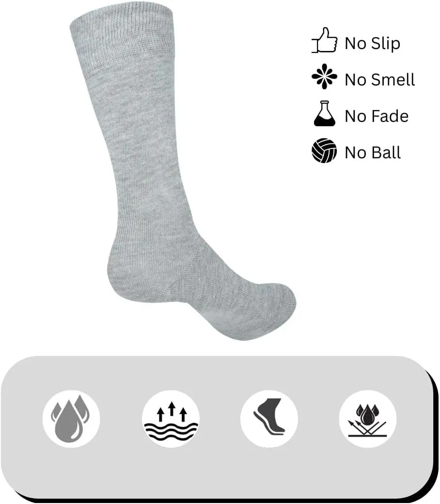 AJ DEZINES Mens Dress Socks - Plain Color- 3 Pack Combed Cotton - Dress Socks For Mens