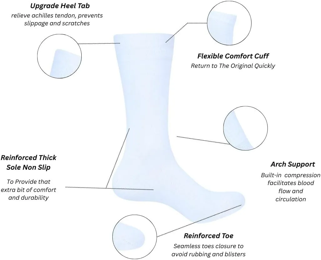 AJ DEZINES Mens Dress Socks - Plain Color- 4 Pack Combed Cotton - Dress Socks For Mens
