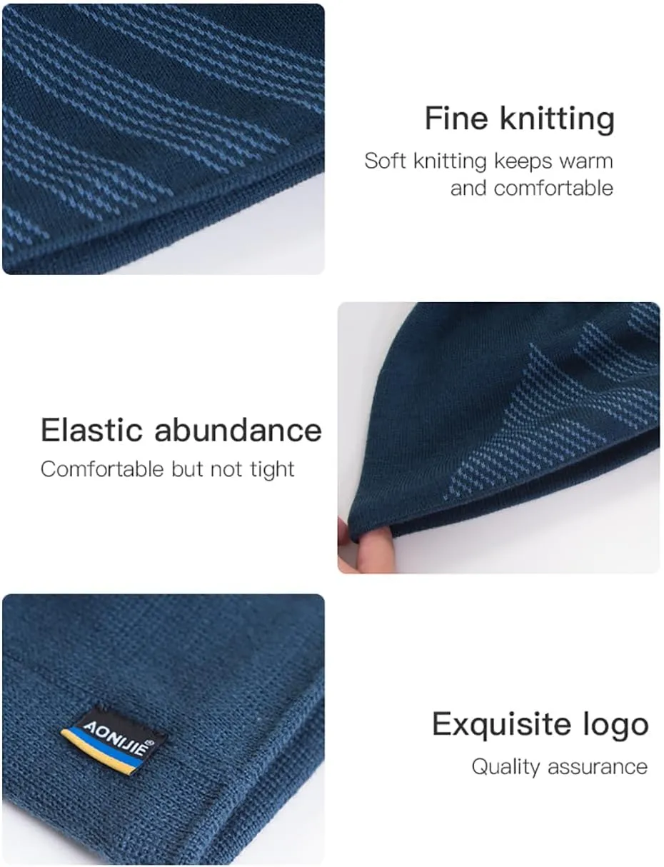 AONIJIE Merino Wool Knit Short Brim Knitted Hat for Men Women Protect Ear Warm Beanie Visor for Fall Winter Daily Headwear