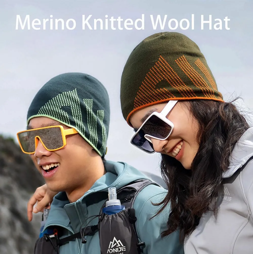 AONIJIE Merino Wool Knit Short Brim Knitted Hat for Men Women Protect Ear Warm Beanie Visor for Fall Winter Daily Headwear