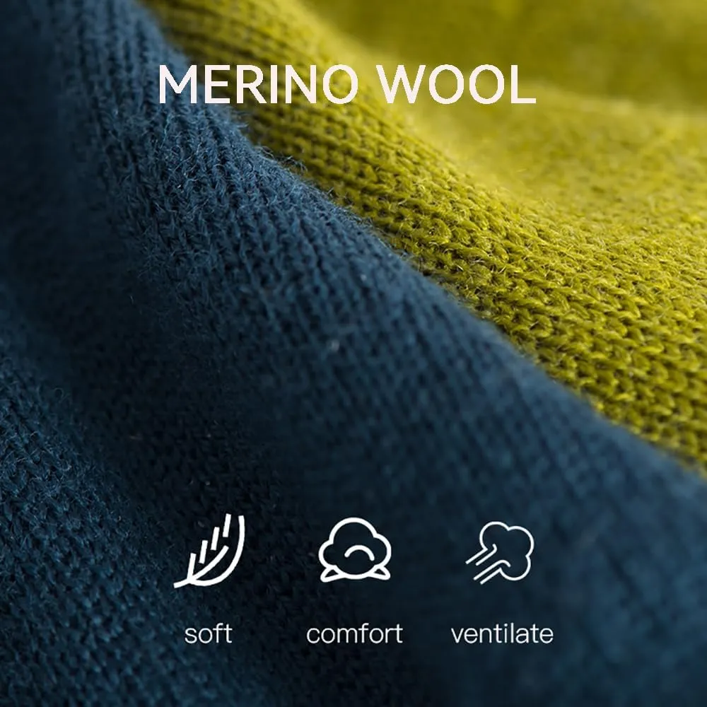 AONIJIE Merino Wool Knit Short Brim Knitted Hat for Men Women Protect Ear Warm Beanie Visor for Fall Winter Daily Headwear