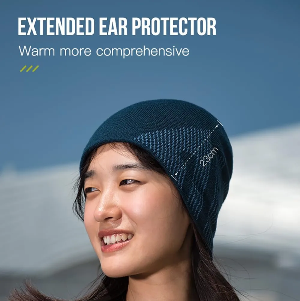 AONIJIE Merino Wool Knit Short Brim Knitted Hat for Men Women Protect Ear Warm Beanie Visor for Fall Winter Daily Headwear