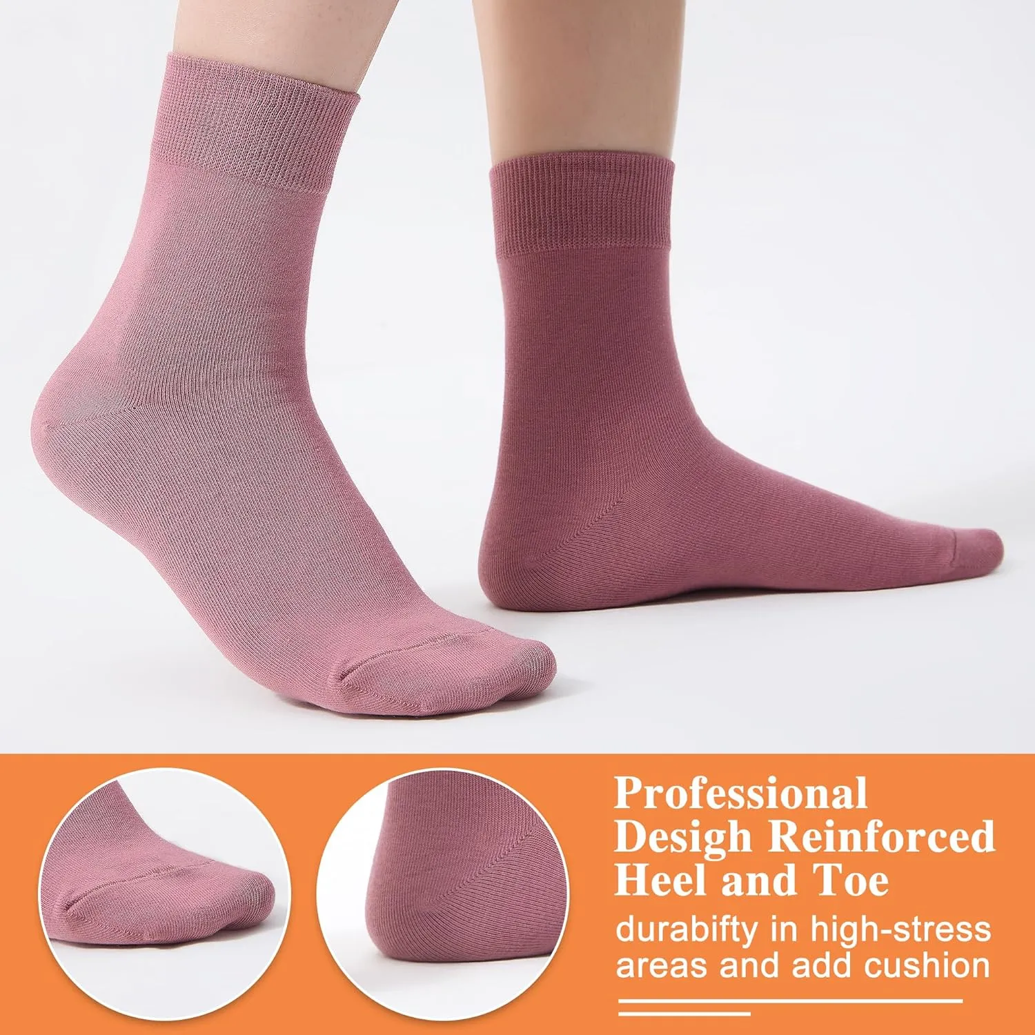 ATBITER Women's Thin Cotton Crew Socks - Soft Casual Dress Bootie Above Ankle Socks 6-Pairs With Gift Box‌