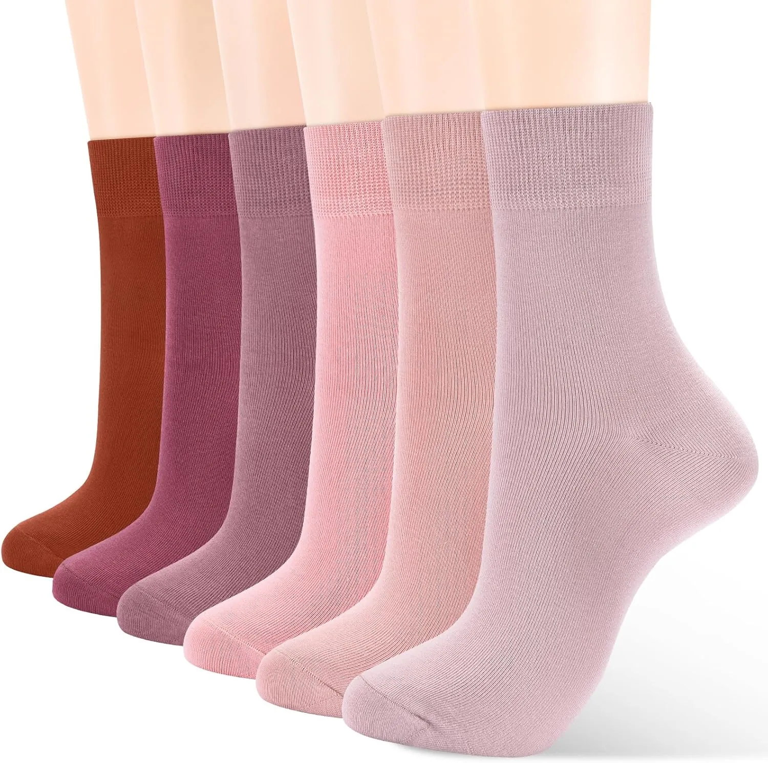 ATBITER Women's Thin Cotton Crew Socks - Soft Casual Dress Bootie Above Ankle Socks 6-Pairs With Gift Box‌
