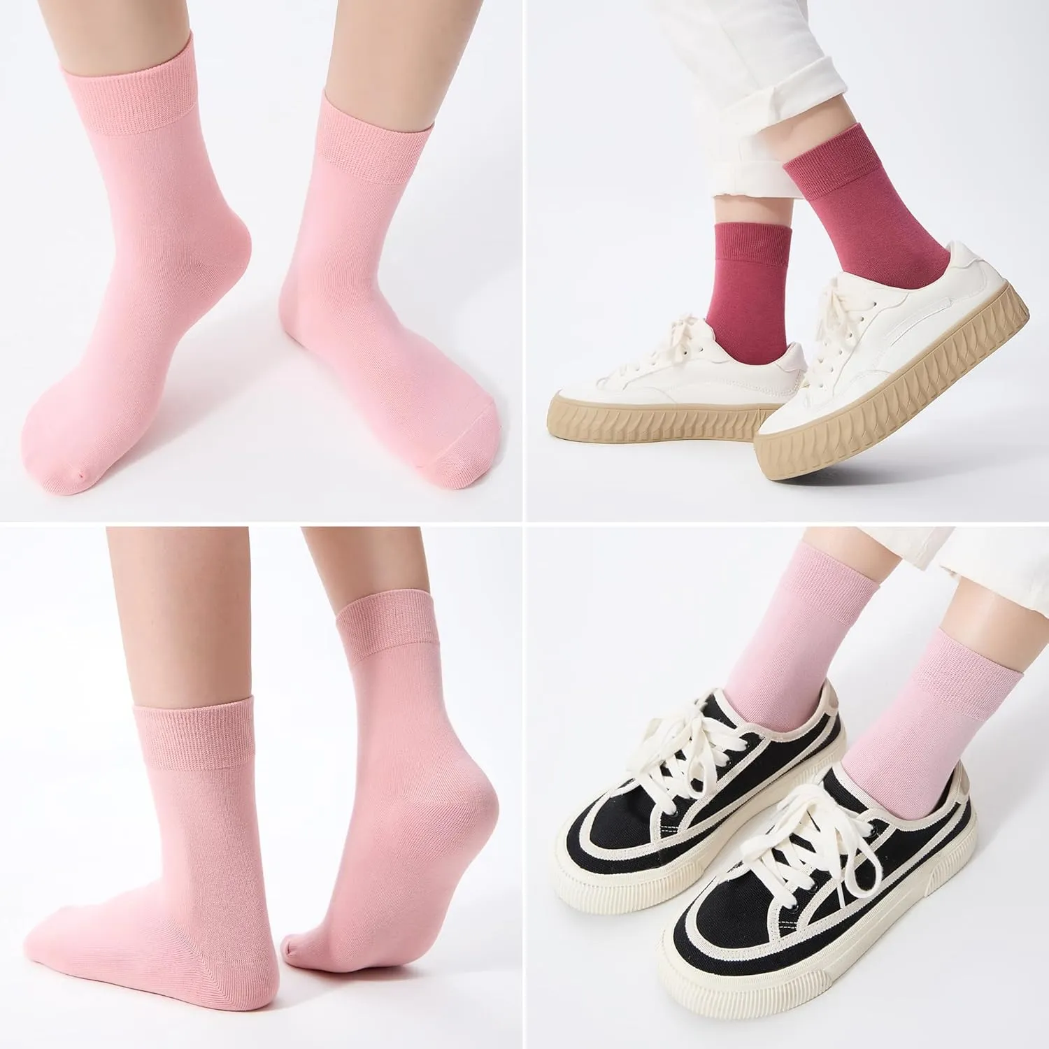 ATBITER Women's Thin Cotton Crew Socks - Soft Casual Dress Bootie Above Ankle Socks 6-Pairs With Gift Box‌