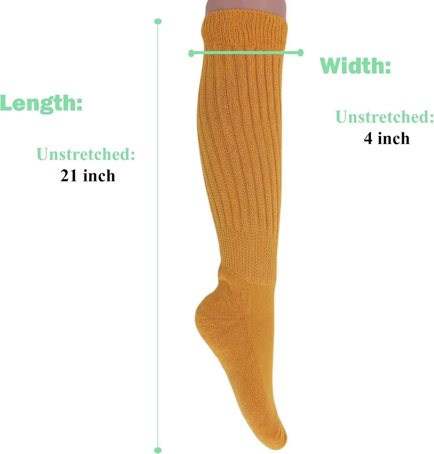 AWS/American Made Women’s Slouch Socks Cotton Slouchy Knee-High Boot Socks Scrunch Breathable Extra Long All-Season Comfort
