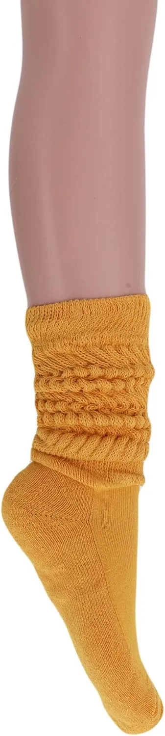 AWS/American Made Women’s Slouch Socks Cotton Slouchy Knee-High Boot Socks Scrunch Breathable Extra Long All-Season Comfort