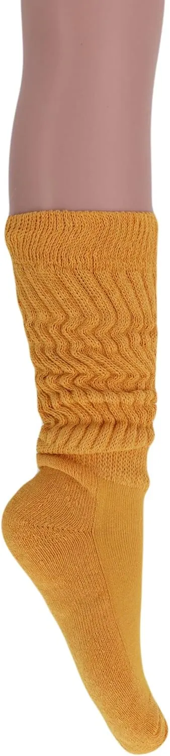 AWS/American Made Women’s Slouch Socks Cotton Slouchy Knee-High Boot Socks Scrunch Breathable Extra Long All-Season Comfort