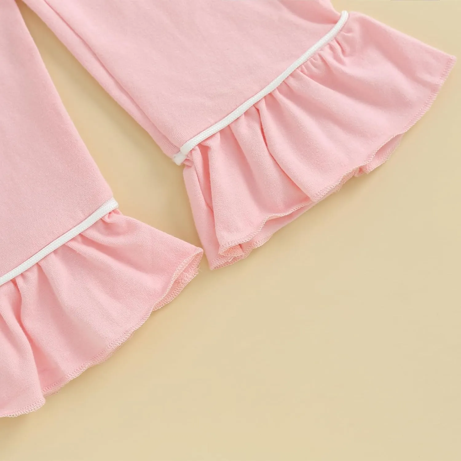 Baby Kid Girls Ruffled Cotton Pajamas Set Long Sleeve Button Down Shirts Tops and Pants Matching 2PCS Pj Lounge Sets