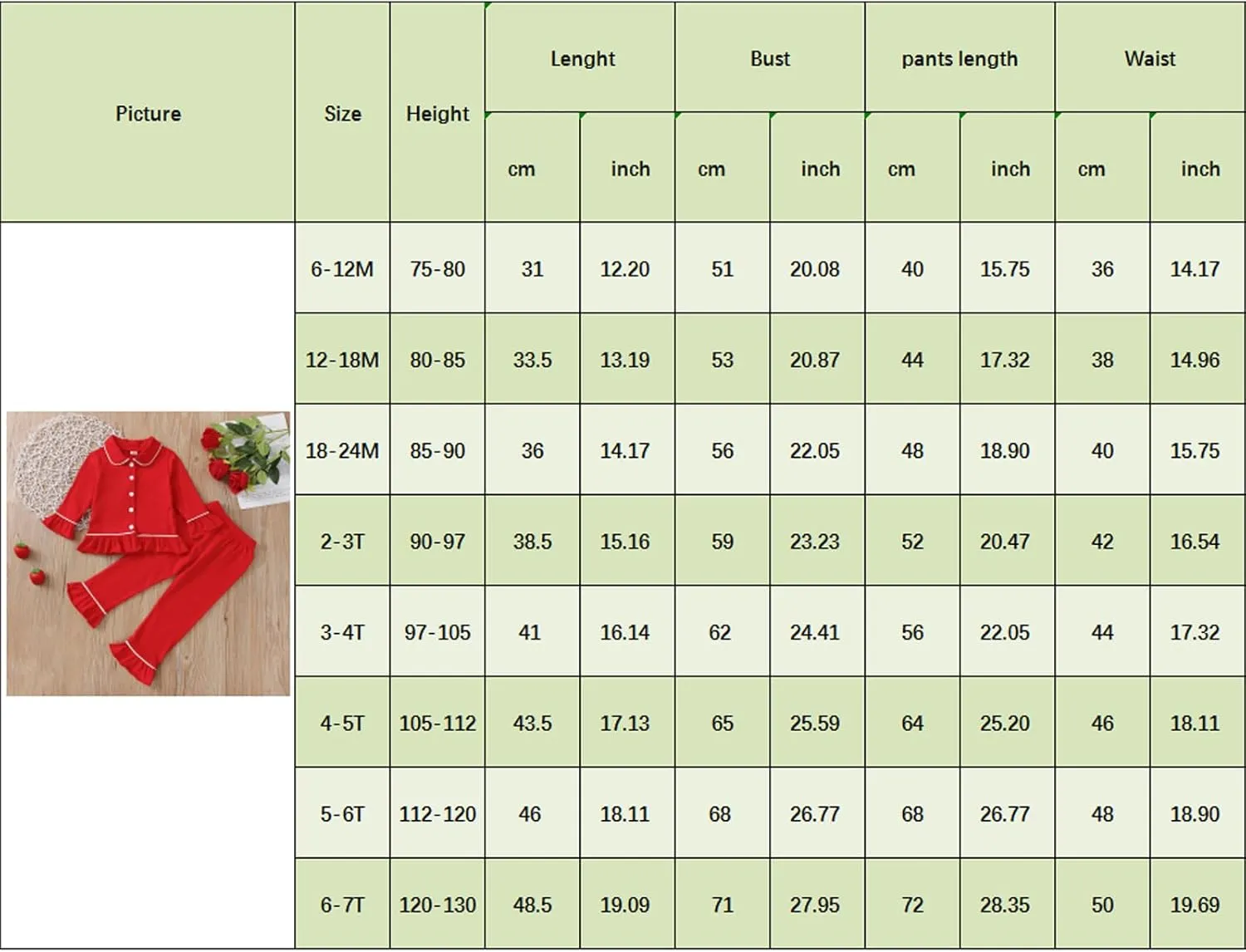 Baby Kid Girls Ruffled Cotton Pajamas Set Long Sleeve Button Down Shirts Tops and Pants Matching 2PCS Pj Lounge Sets