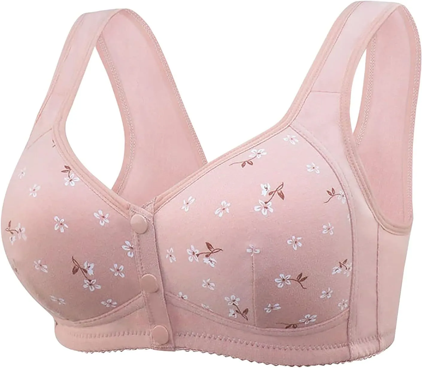 Bras for Older Women Front Closure No Underwire Supportive Bras Plus Size Push Up Bras Breathable Cotton Bras