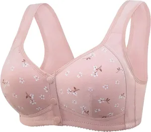 Bras for Older Women Front Closure No Underwire Supportive Bras Plus Size Push Up Bras Breathable Cotton Bras
