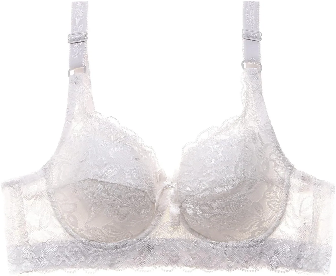 Bras for Women Wireless, Full Coverage T Shirt Bra No Underwire V Neck Lace Lift Bralette Comfort Seamless Bra
