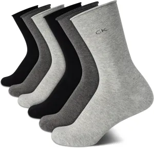 Calvin Klein Women's Crew Socks - 6 Pack Soft Cotton Blend Roll Cuff Mini/Mid Crew Dress Socks for Women (Shoe Size: 4-10)