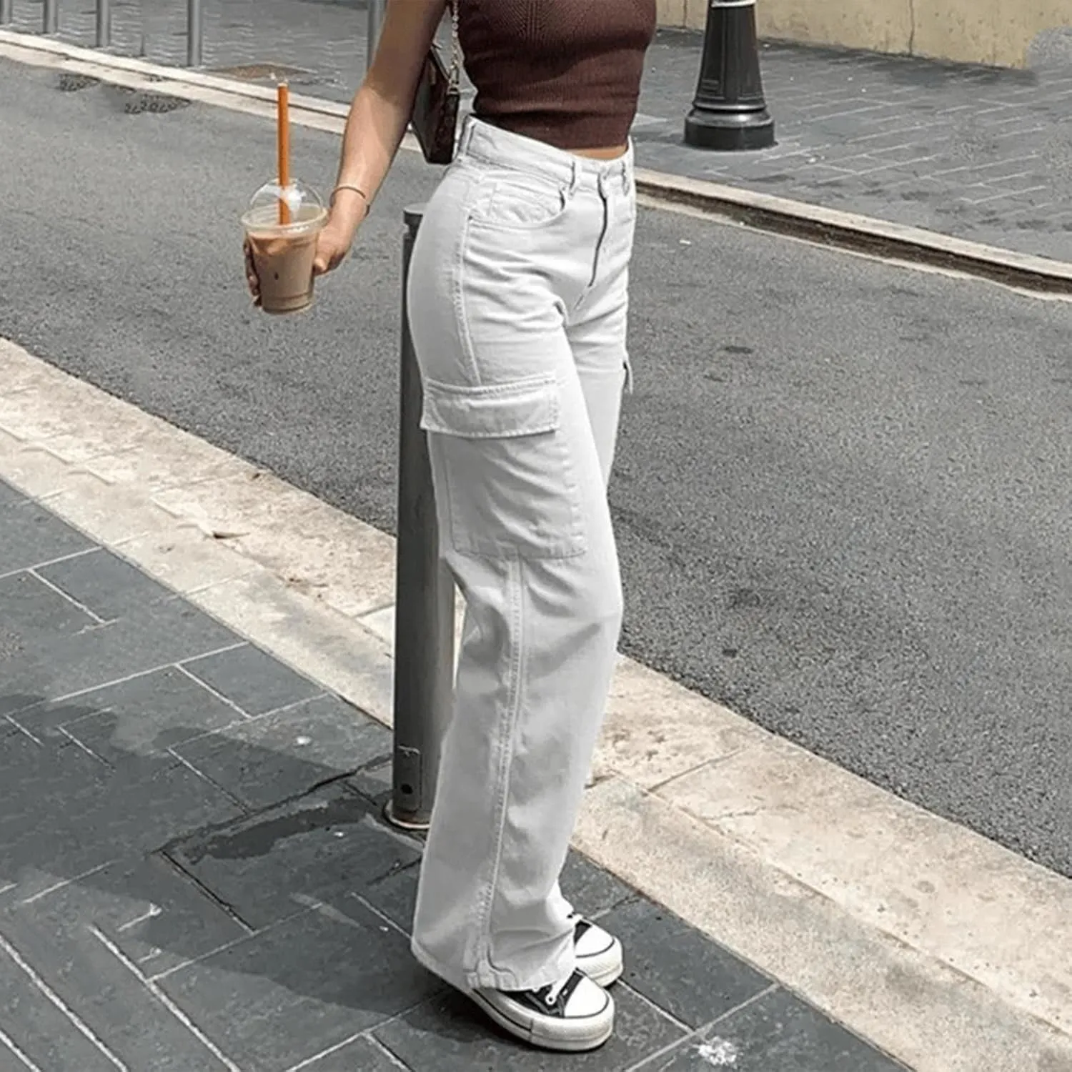 Cargo Pants for Women High Waist Multi Pocket Y2K Streetwear Combat Military Work Trousers
