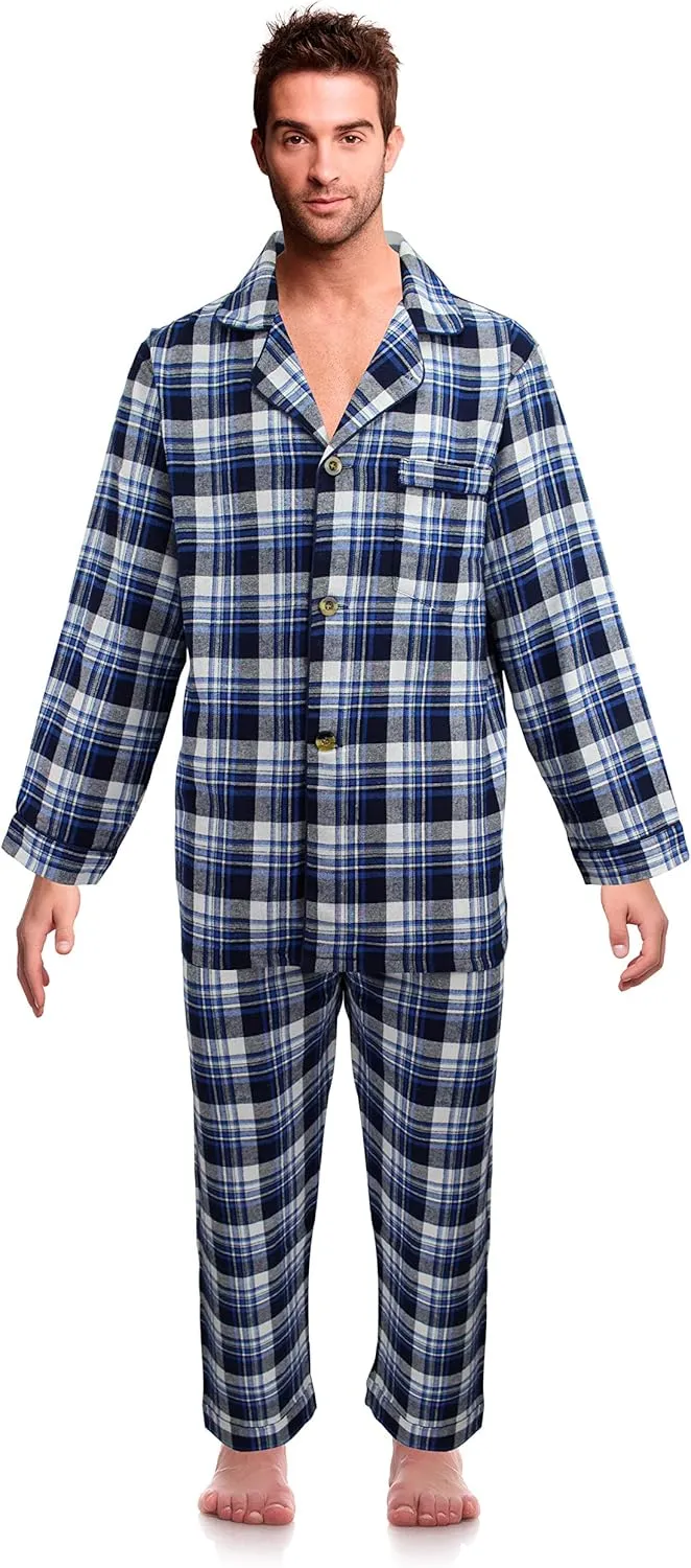 Casual Trends Classical Sleepwear Mens 100% Cotton Flannel Pajama Set,