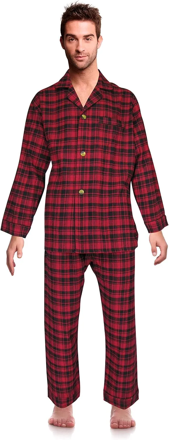 Casual Trends Classical Sleepwear Mens 100% Cotton Flannel Pajama Set,
