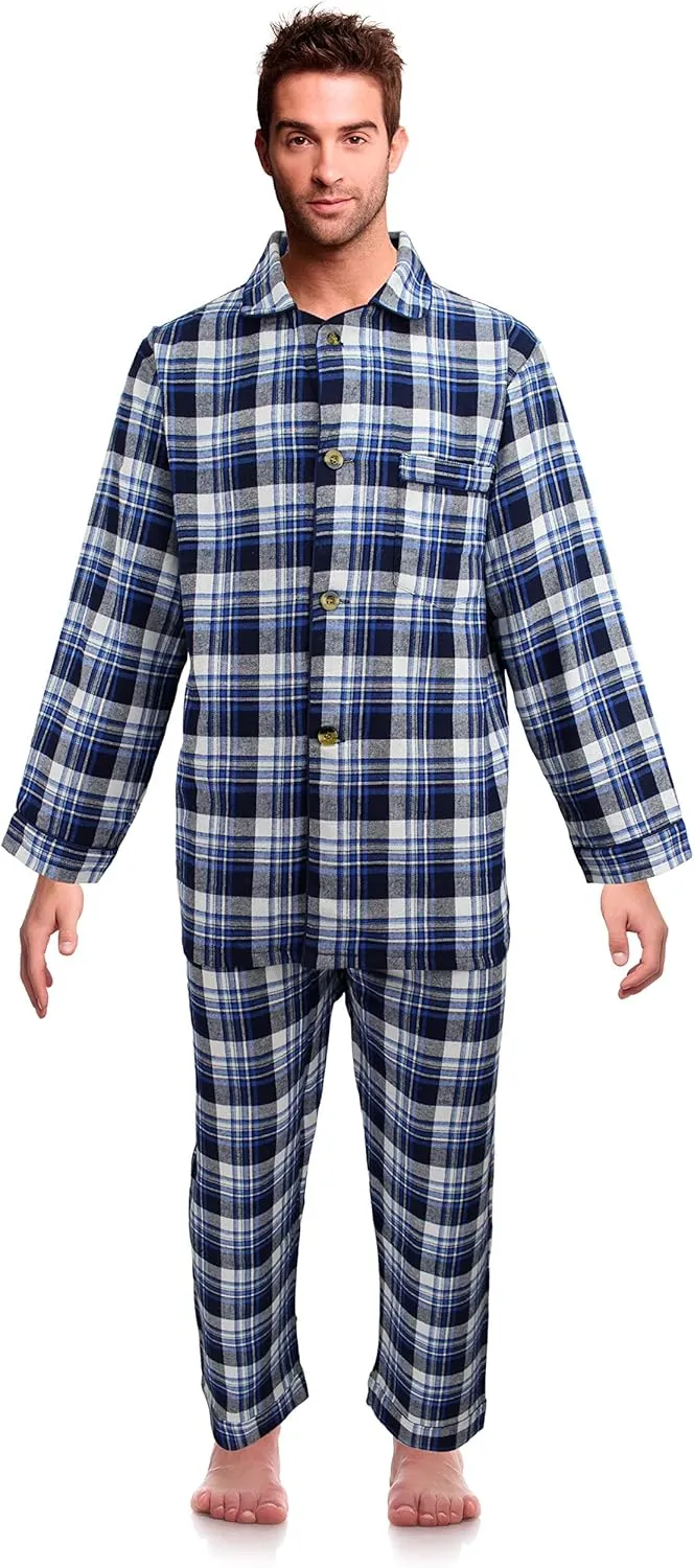 Casual Trends Classical Sleepwear Mens 100% Cotton Flannel Pajama Set,
