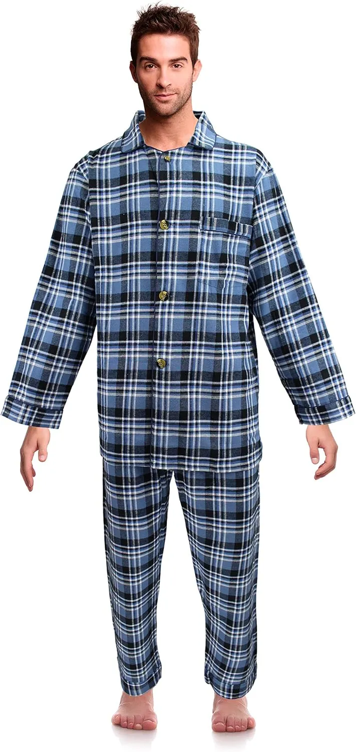 Casual Trends Classical Sleepwear Mens 100% Cotton Flannel Pajama Set,