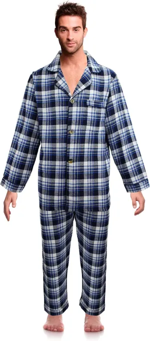 Casual Trends Classical Sleepwear Mens 100% Cotton Flannel Pajama Set,