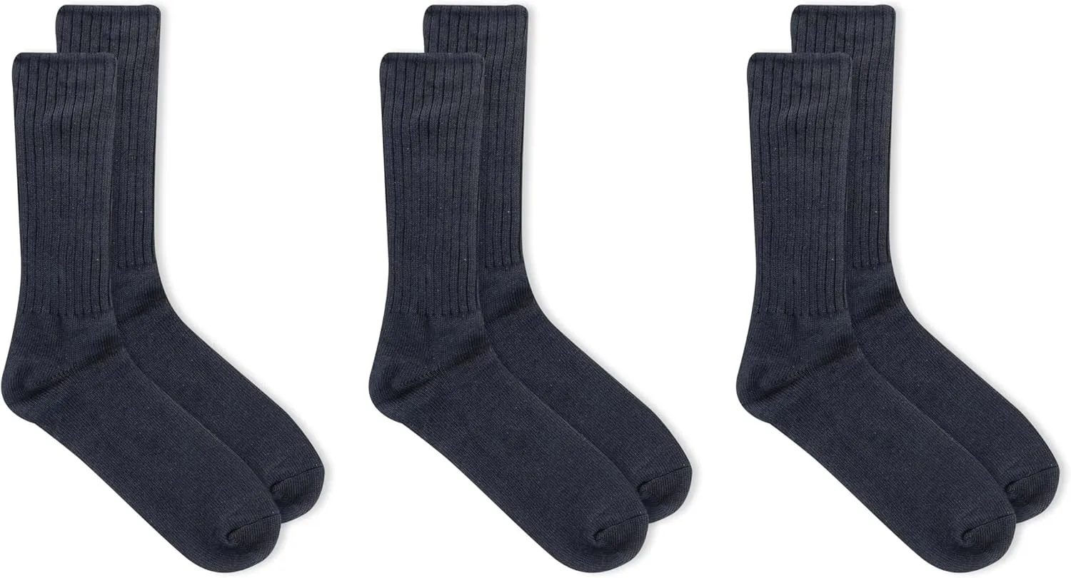 Chaps Men's Dress Crew Socks - 3 Pair Pack - Assorted Solid Color and True Rib