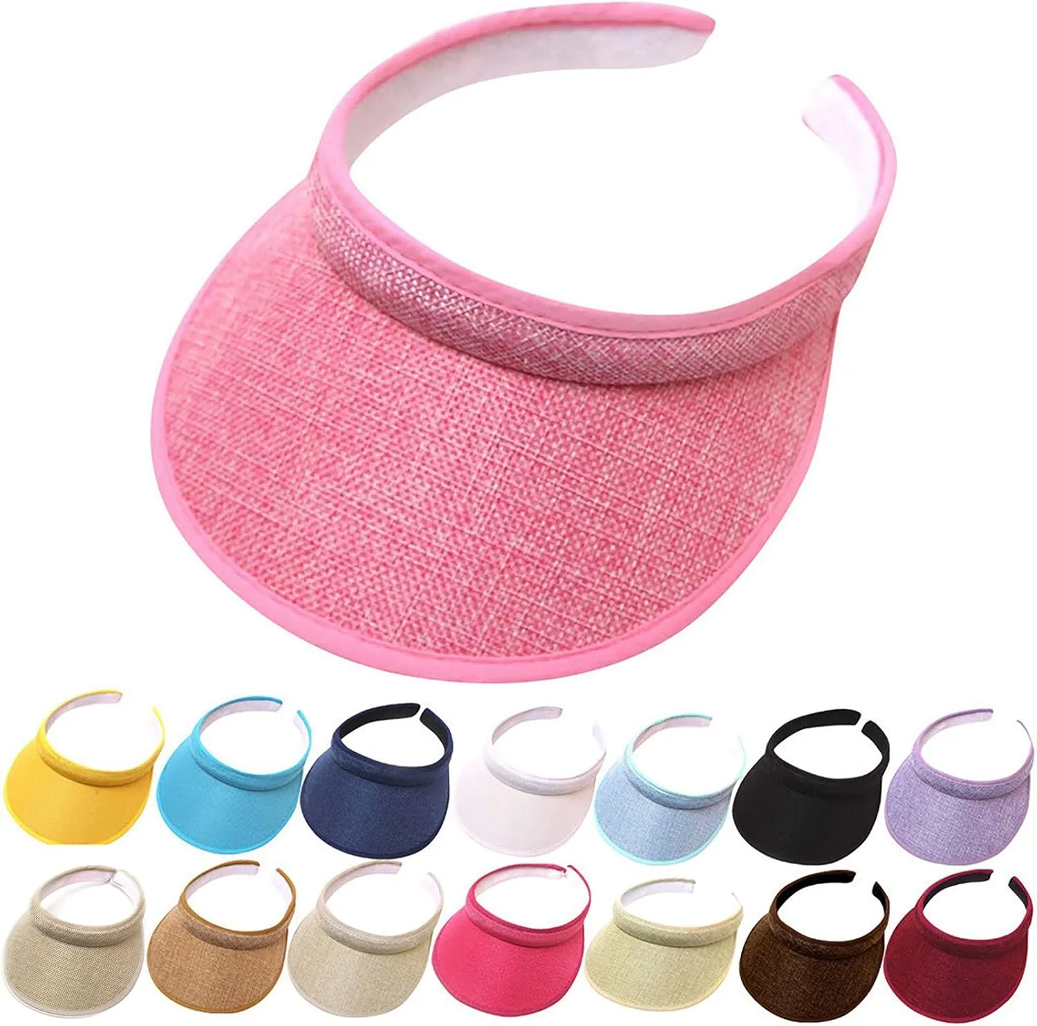 Child Wide Big Brim Visor Boys Girls Sun Hat Clip On Visors Adjustable UV Protection Cloth Covered Summer Beach Cap