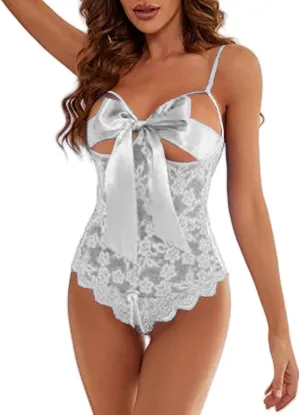 Christmas Lingerie For Women Underwear Set Wrap Chest Hollow Bras Set Hollow Out Floral Lace Bodysuit One Piece