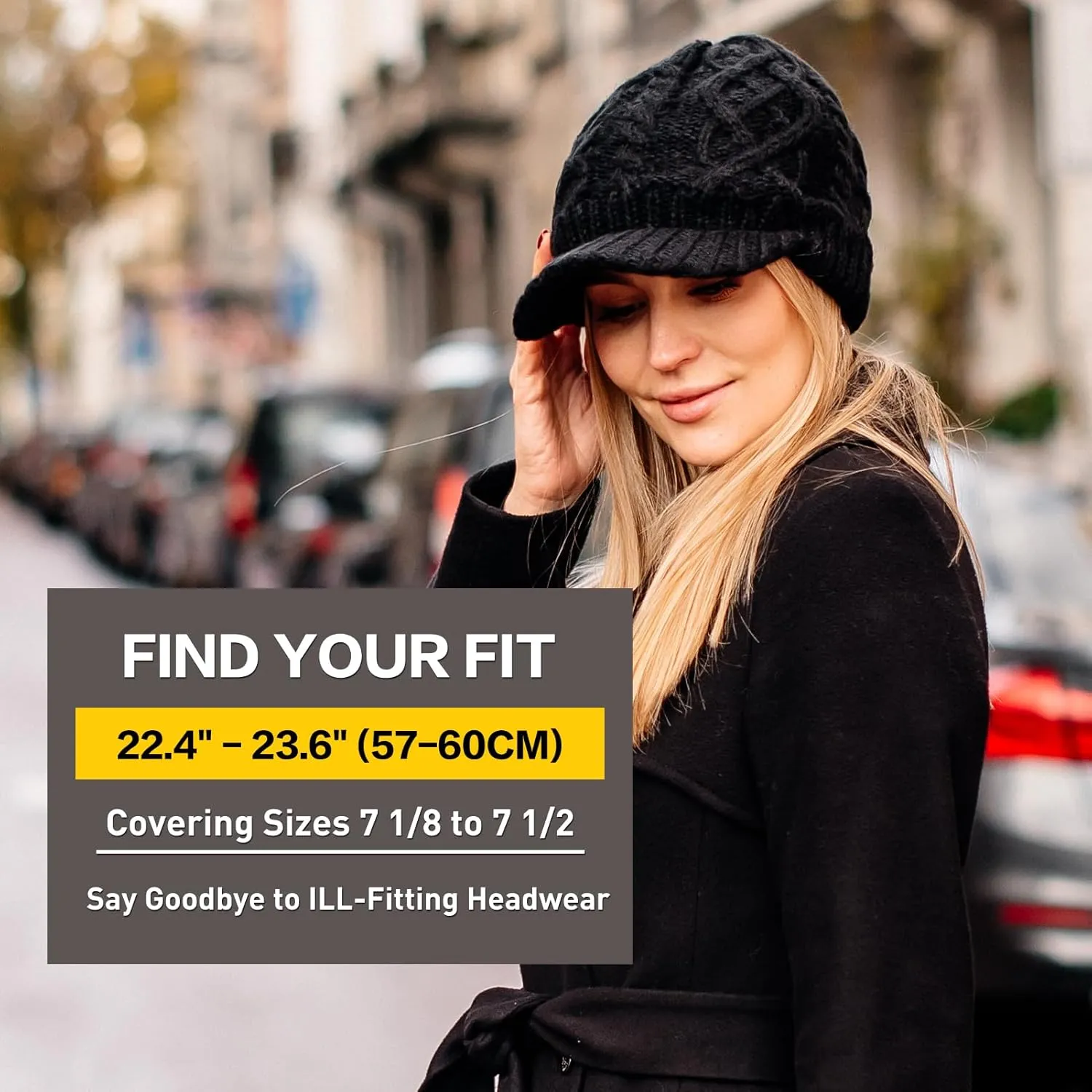 Comhats Womens Winter Wool Newsboy Hats Knitted Billed Crochet Beanies with Brim Skull Visors Ski Casual