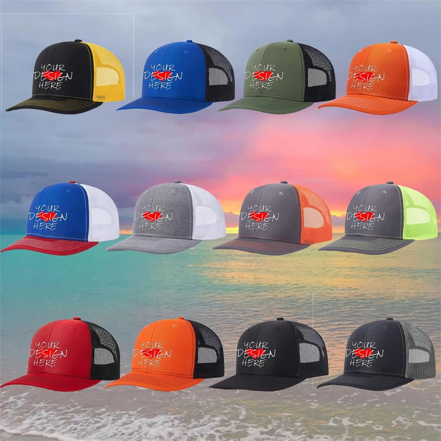 Custom Hats for Man Woman Personalized Custom Hats Bulk Hats Bulk Custom Trucker Hat Custom Hats with Text Photo Logo