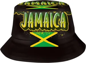 Cute Jamaica Flag Bucket Hat Packable Wide Brim Hats UV Protection Sun Hat Outdoor Jamaican Hats for Men Women