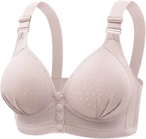 Daisy Bras for Older Women Front Button Cotton Bras Floral Print Full Support Wide Back No Underwire Bras