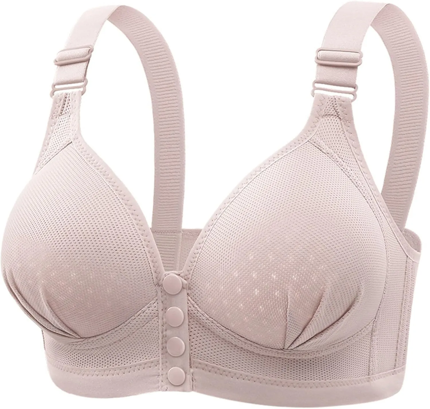 Daisy Bras for Older Women Front Button Cotton Bras Floral Print Full Support Wide Back No Underwire Bras