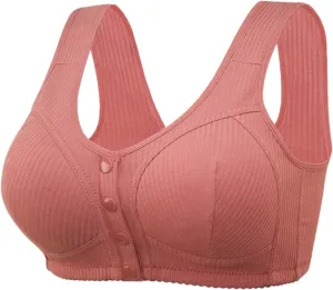 Daisy Bras for Older Women, Front Closure Bra Cotton Bra Full Coverage Comfortable Bra No Underwire Plus Size Bra