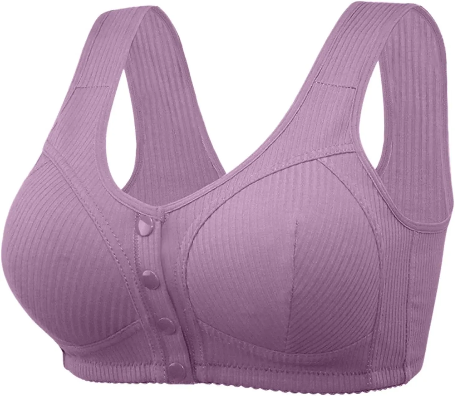 Daisy Bras for Older Women, Front Closure Bra Cotton Bra Full Coverage Comfortable Bra No Underwire Plus Size Bra