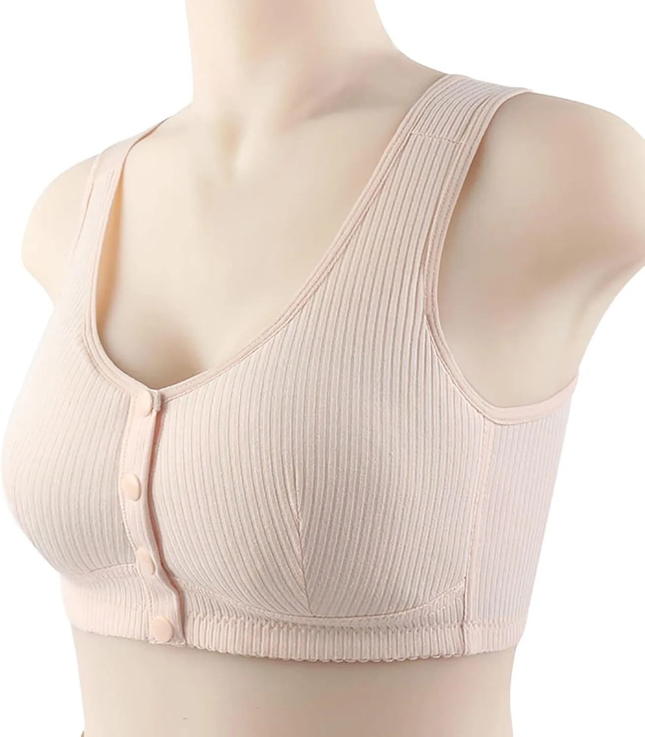 Daisy Bras for Older Women Front Closure No Underwire Supportive Bras Plus Size Push Up Bras Breathable Cotton Bras